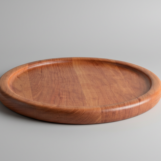 Wooden tray on a gray background