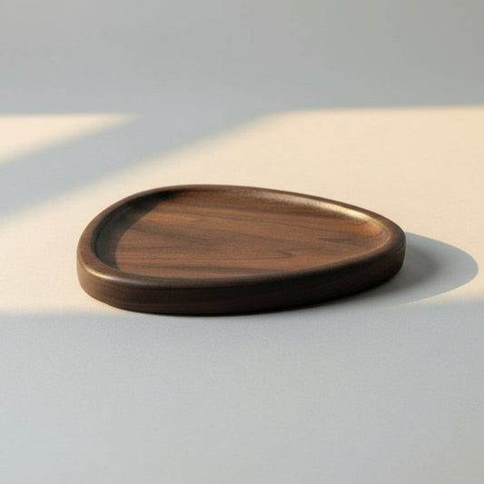 Wooden tray on a wooden table