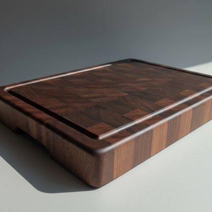 Wooden cutting board on a gray background