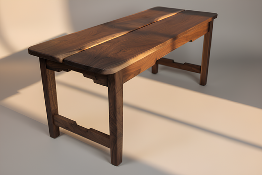 Wooden bench with a rustic design on a plain background