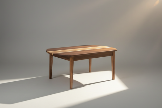 Wooden table on a gray background